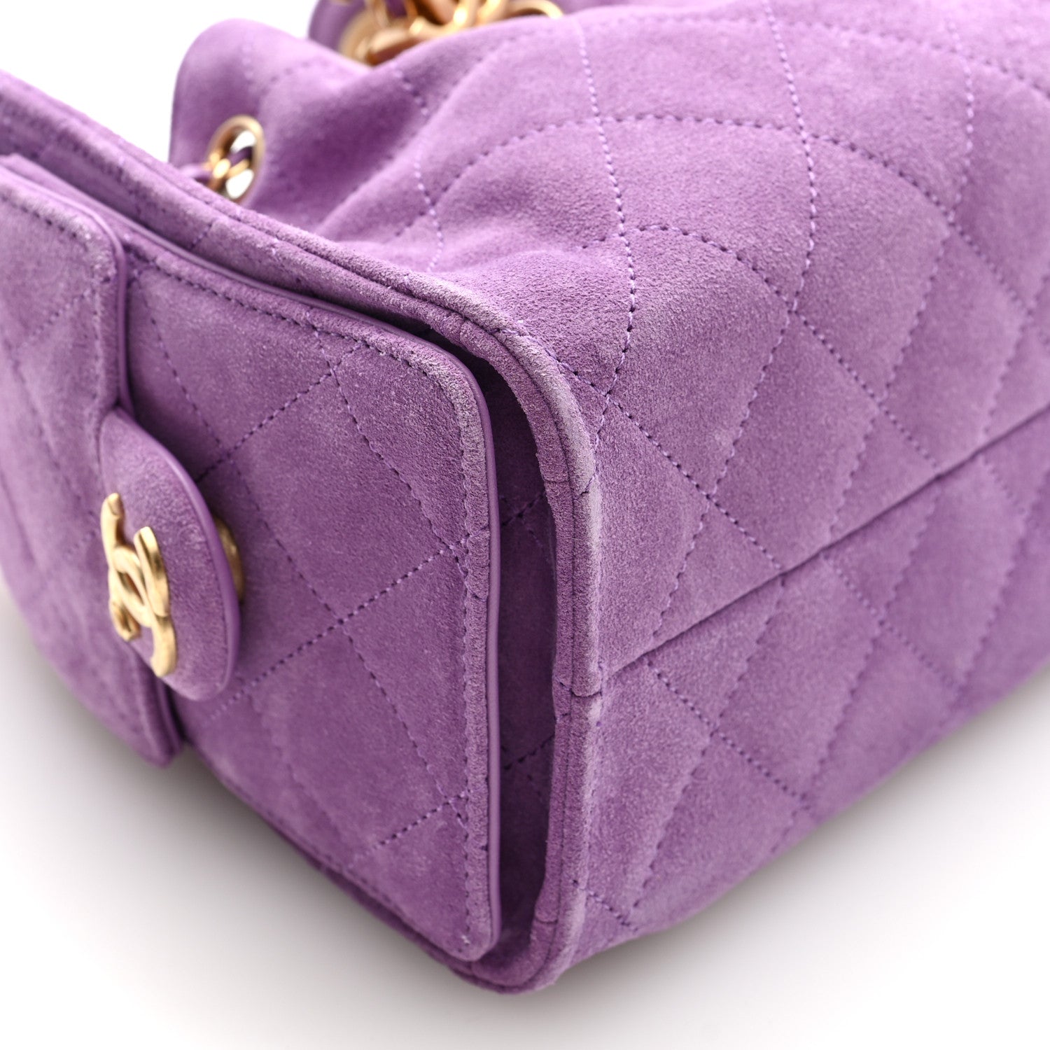 Suede Quilted Mini Chanel 25 Handbag Purple