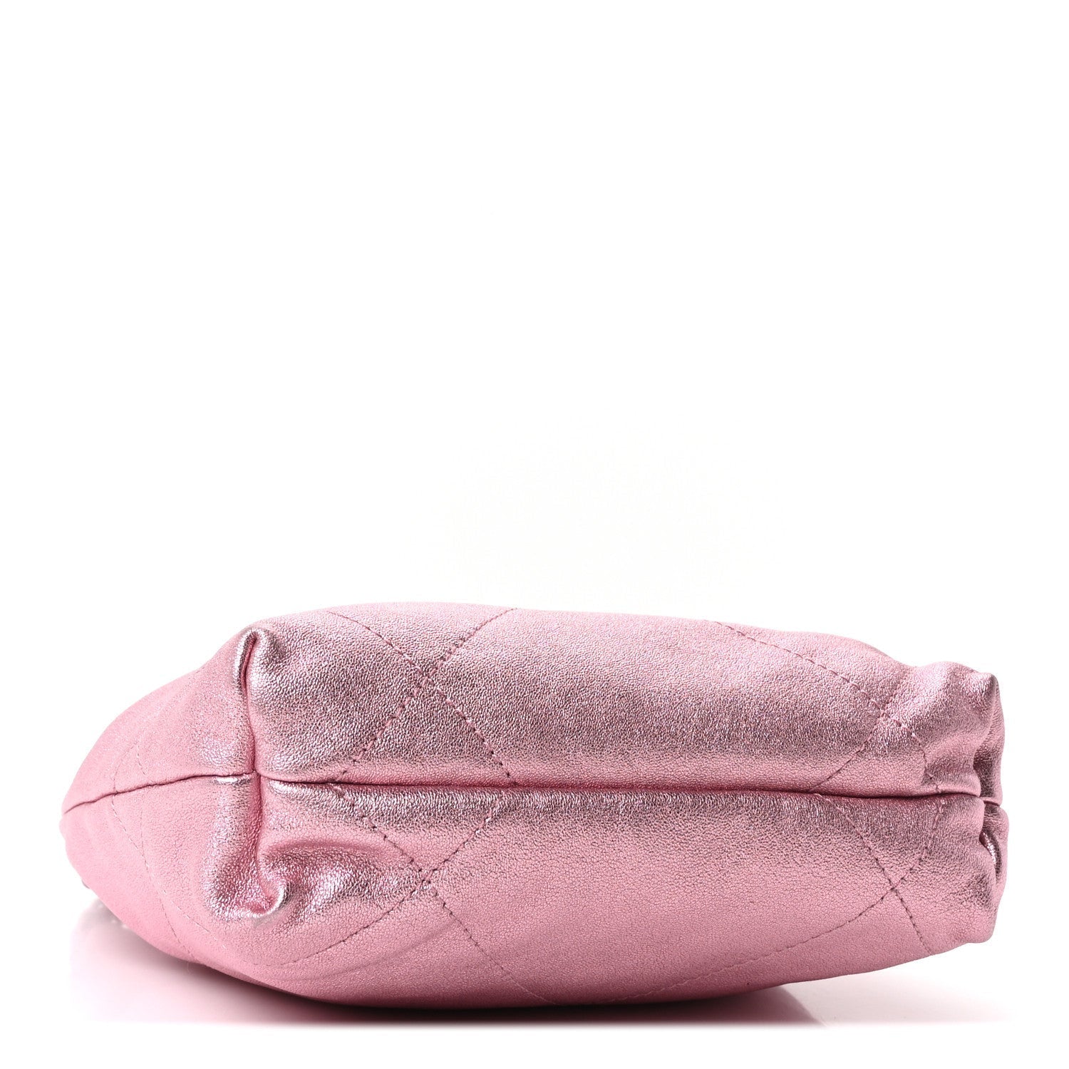 Metallic Lambskin Lacquered Monochrome Quilted Mini Chanel 22 Pink