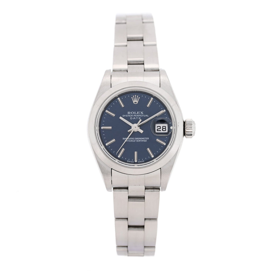 Stainless Steel 26mm Oyster Perpetual Date Watch Blue 79160