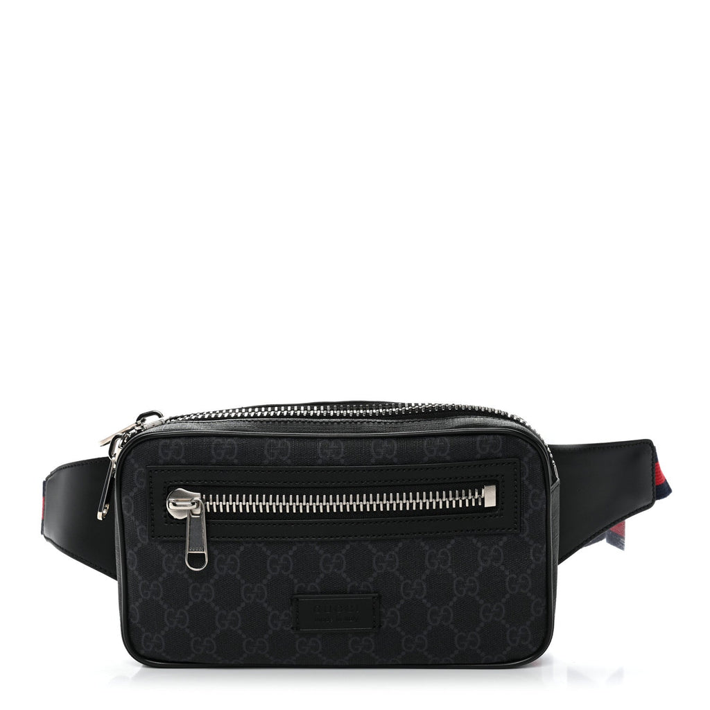 Soft GG Supreme Monogram Web Belt Bag Black Grey