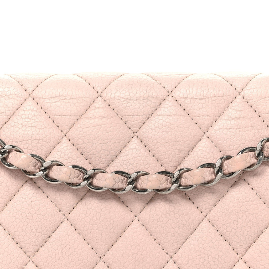Caviar Quilted Medium Double Flap Light Pink