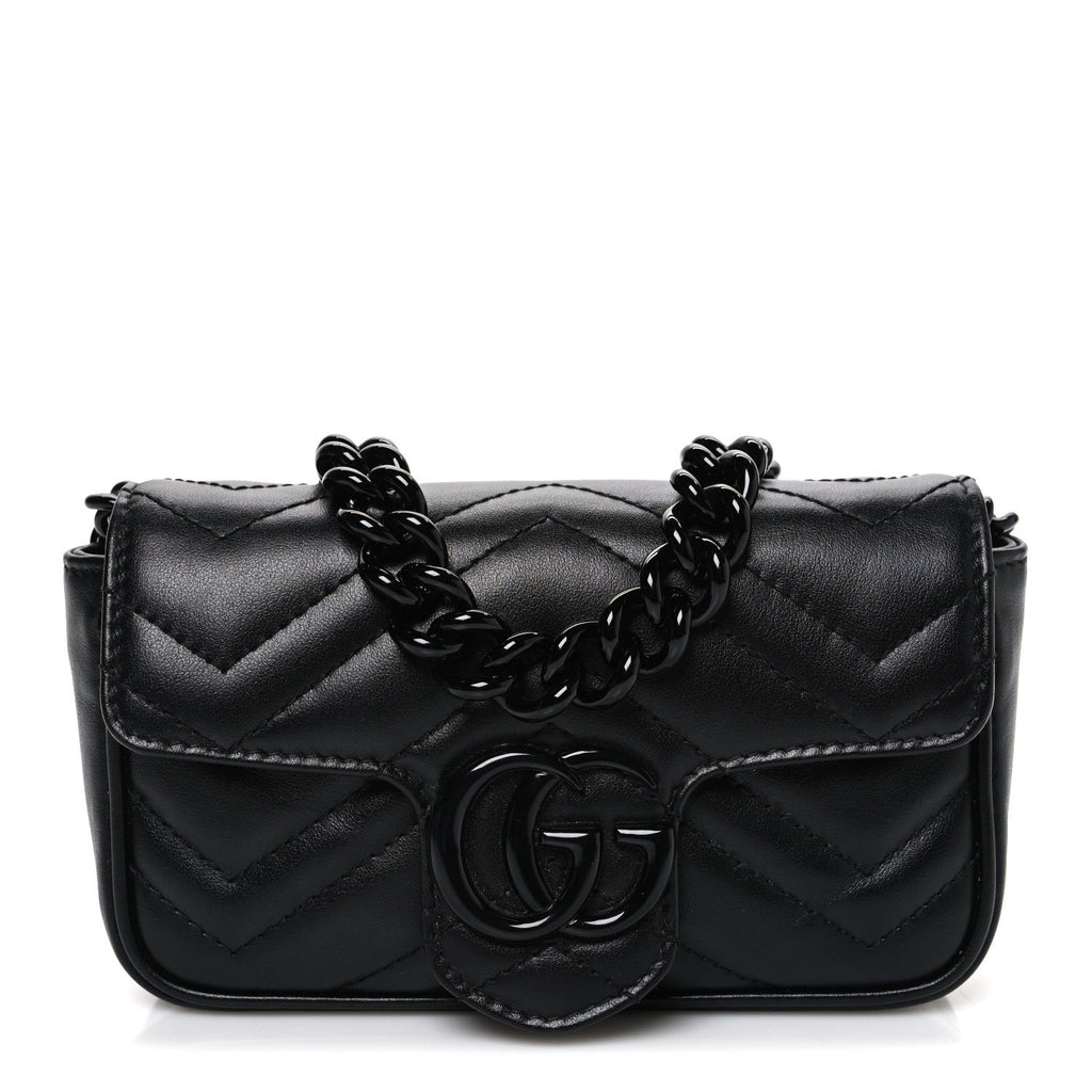 Calfskin Matelasse Monochrome GG Marmont Chain Belt Bag Black