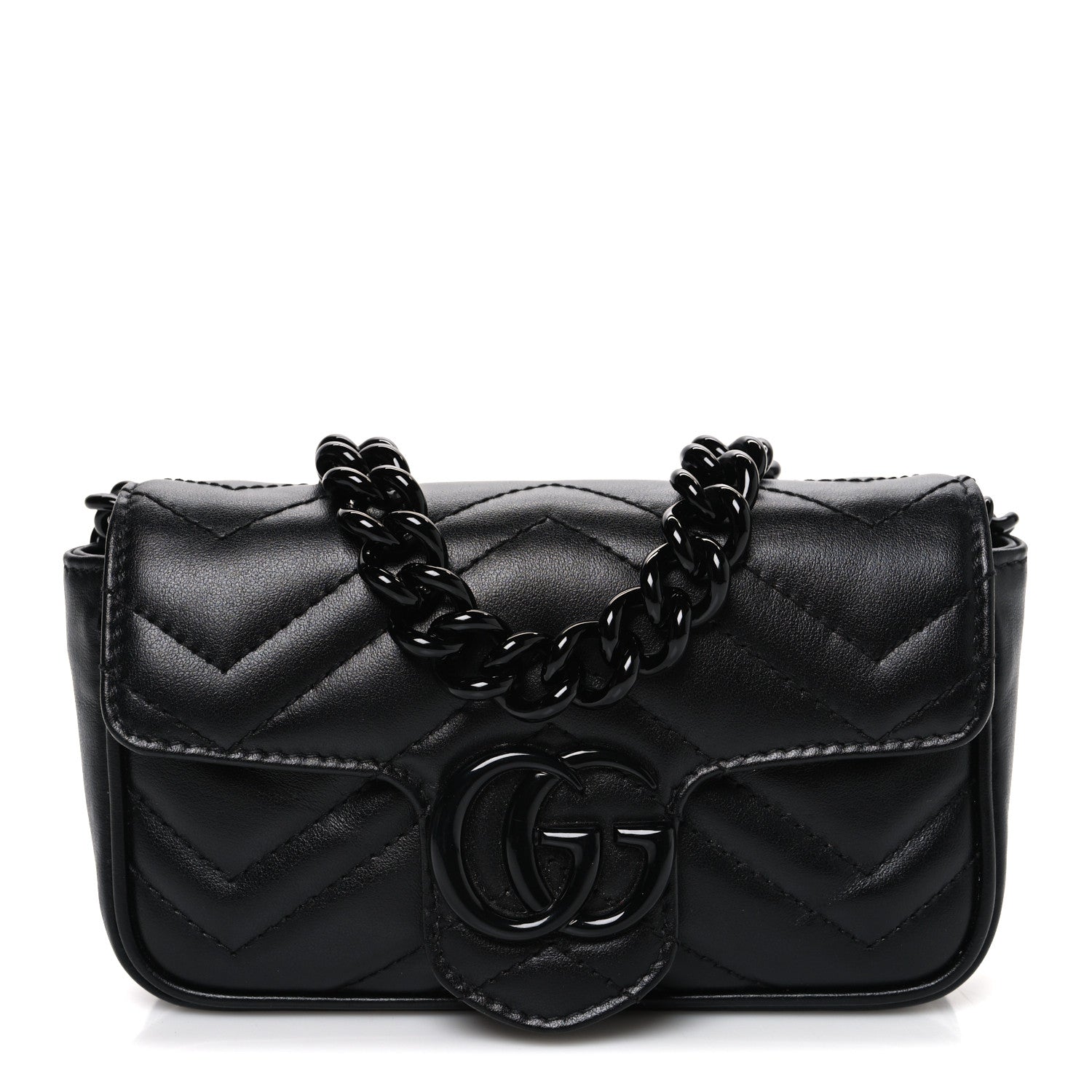 Calfskin Matelasse Monochrome GG Marmont Chain Belt Bag Black