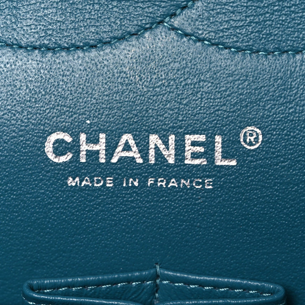 Lambskin Quilted Jumbo Double Flap Turquoise