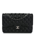 Caviar Quilted Jumbo Double Flap Black