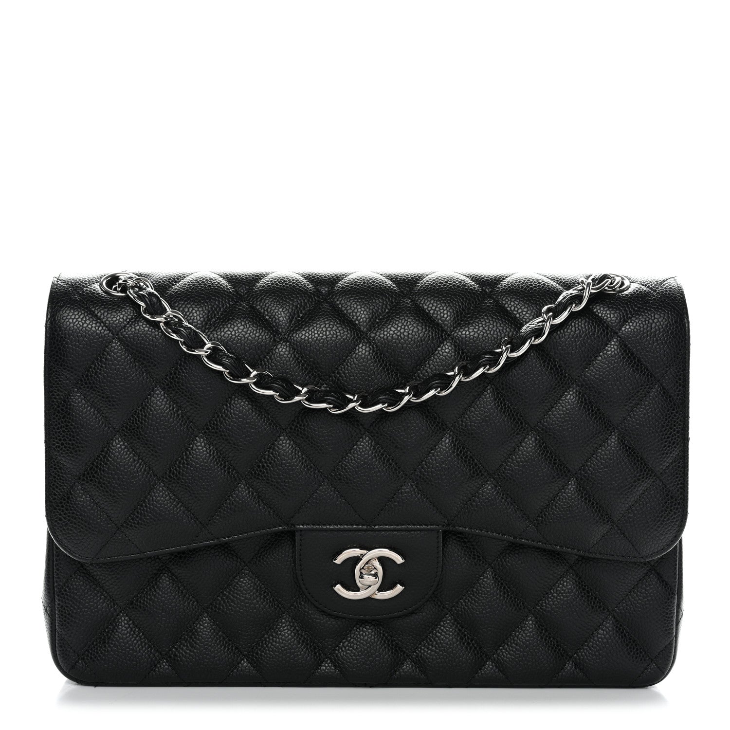 Caviar Quilted Jumbo Double Flap Black