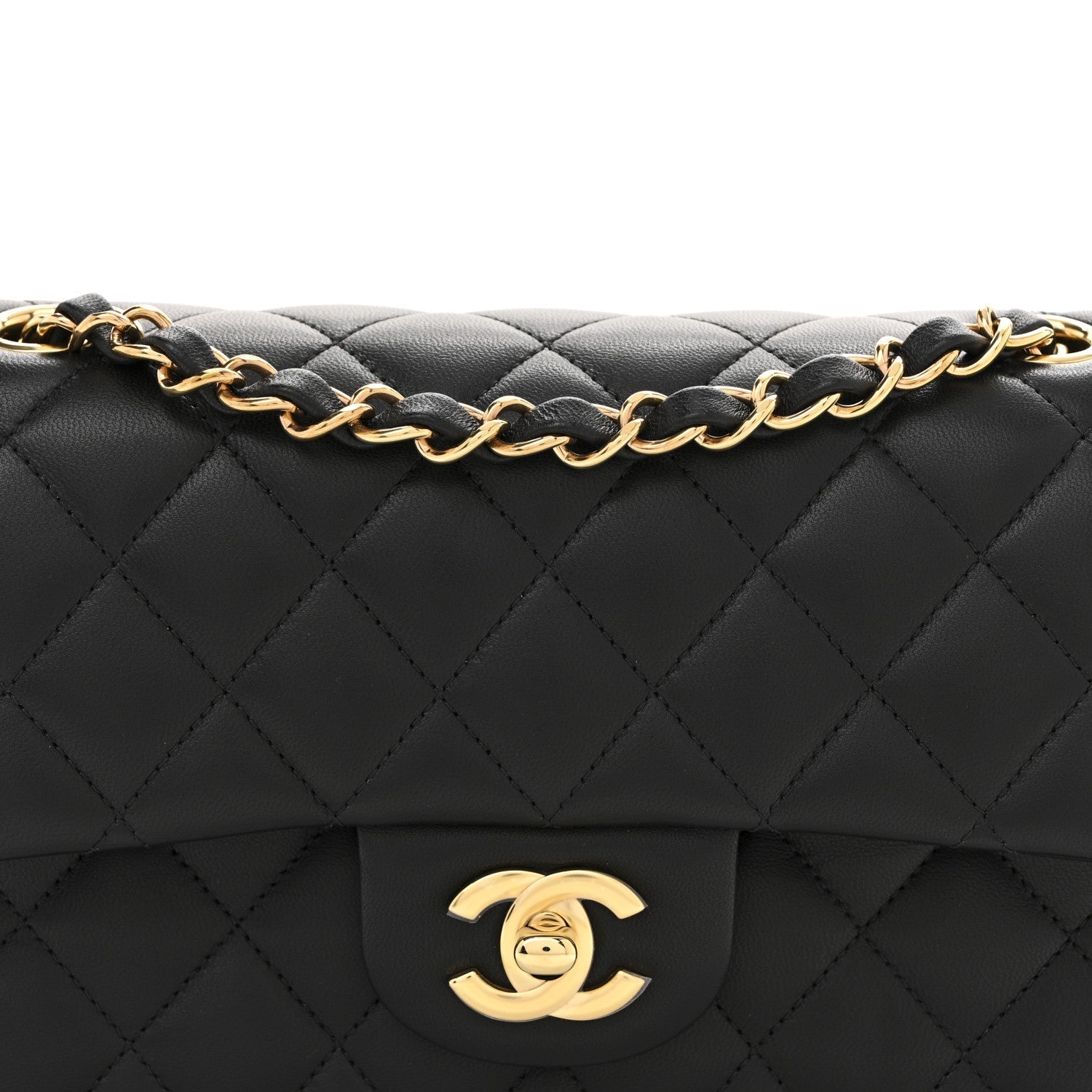 Lambskin Quilted Small Double Flap Black