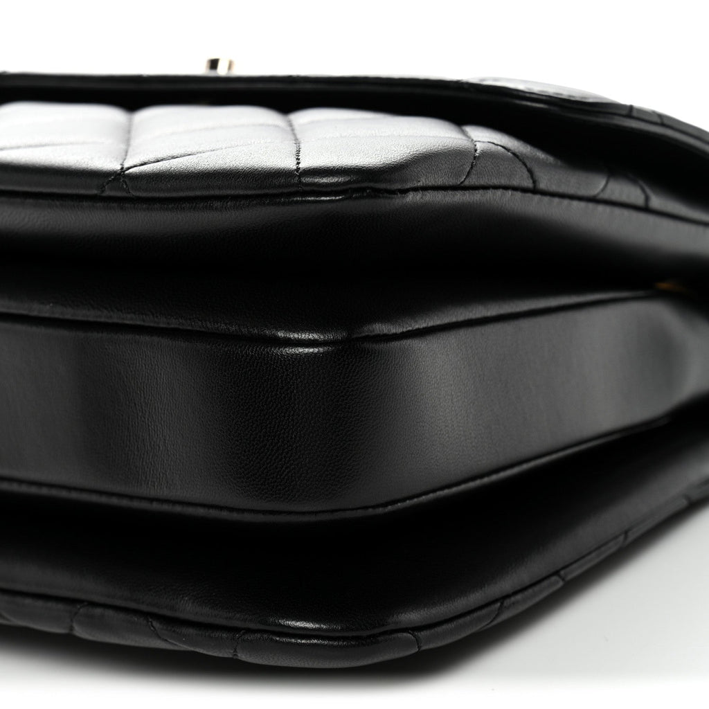 Lambskin Quilted Small Trendy CC Dual Handle Flap Bag Black