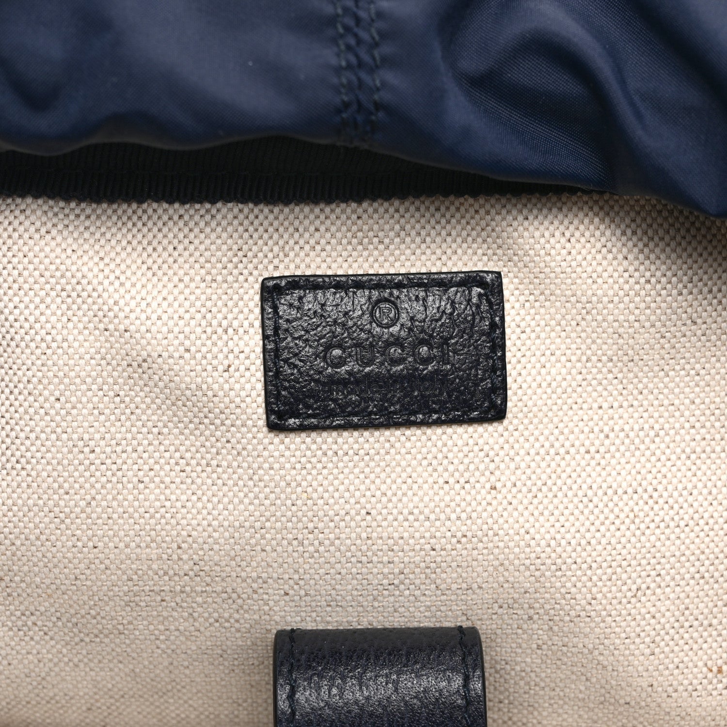 GG Supreme Monogram Textured Dollar Calfskin Medium Ophidia Double Buckle Backpack Blue Dark Blue Black