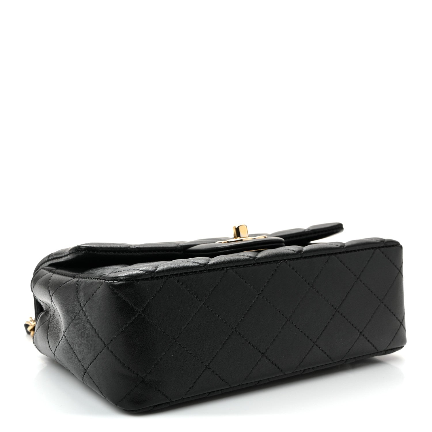 Lambskin Quilted Mini Rectangular Flap Black