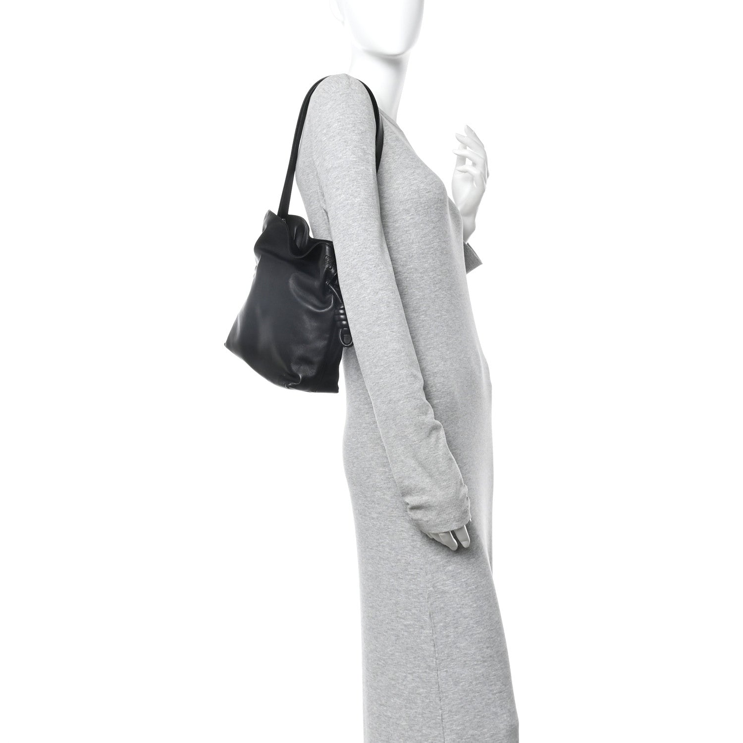 Calfskin Flamenco Knot Bag Black