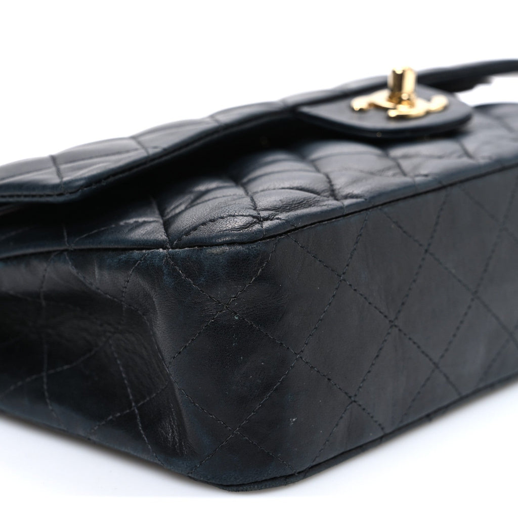 Lambskin Quilted Medium Double Flap Black