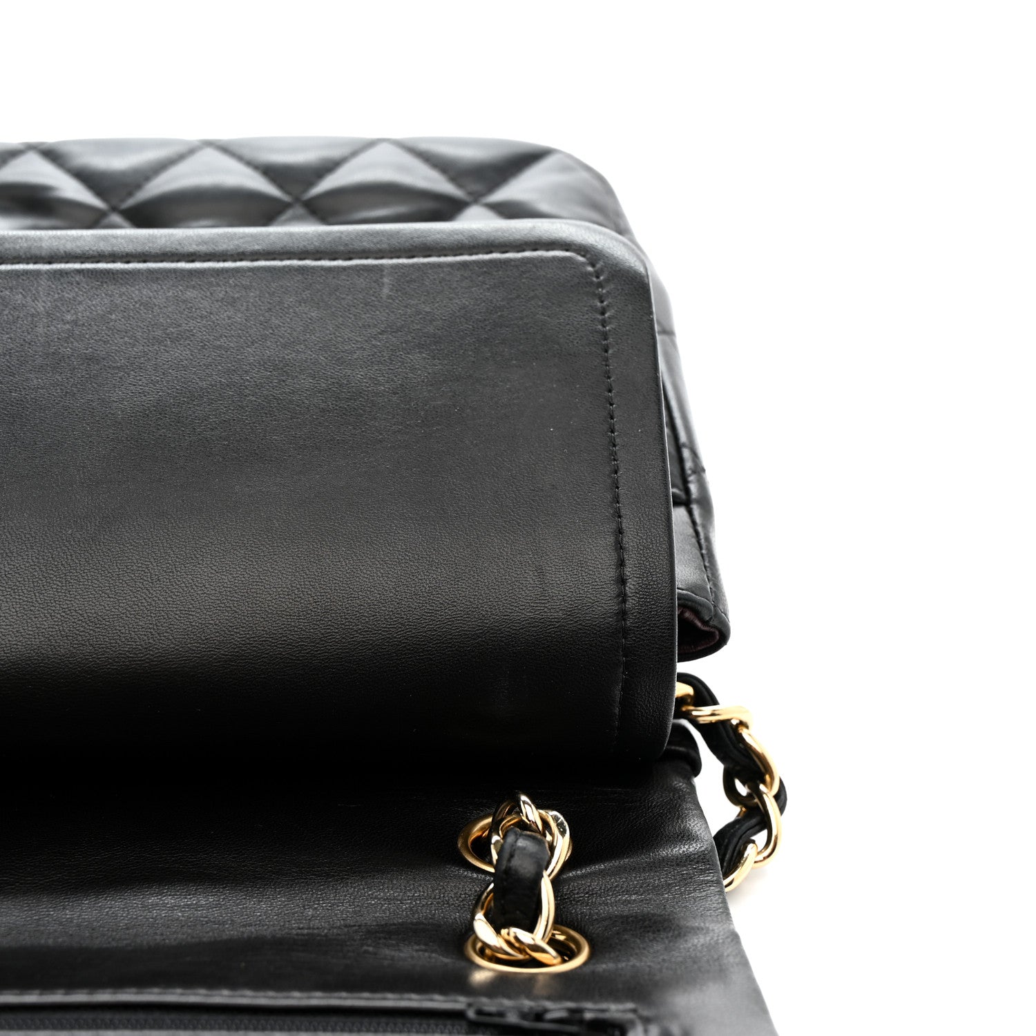 Lambskin Quilted Jumbo Double Flap Black