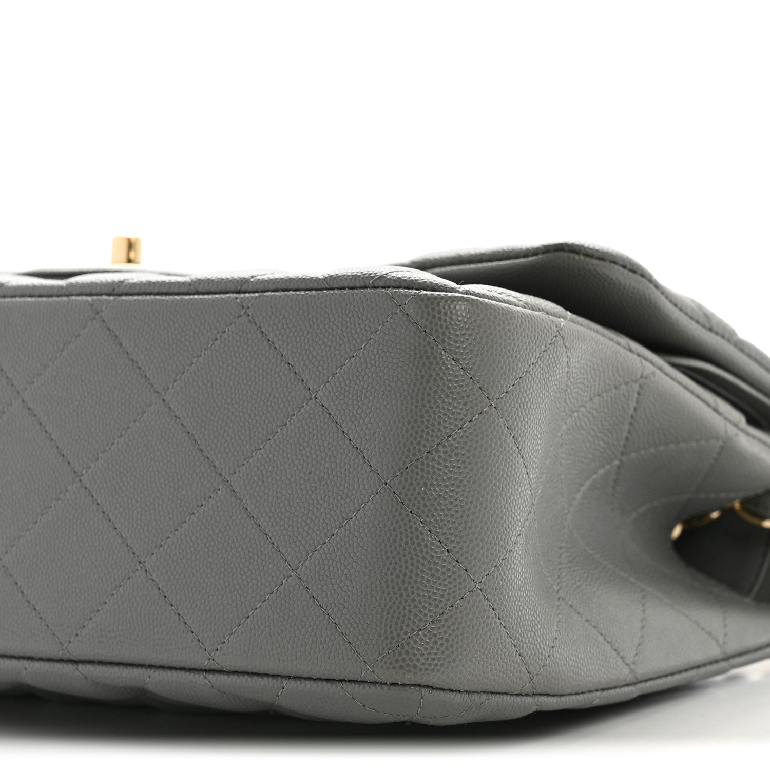 Caviar Quilted Jumbo Double Flap Grey