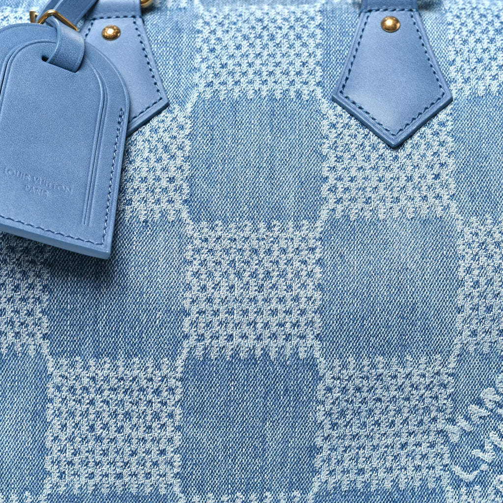 Damier Denim 3D Speedy Bandouliere 30 Denim Blue