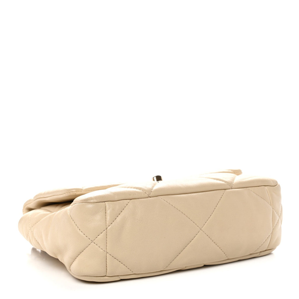 Lambskin Quilted Medium Chanel 19 Flap Light Beige
