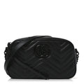 Calfskin Matelasse Monochrome Small GG Marmont Chain Shoulder Bag Black
