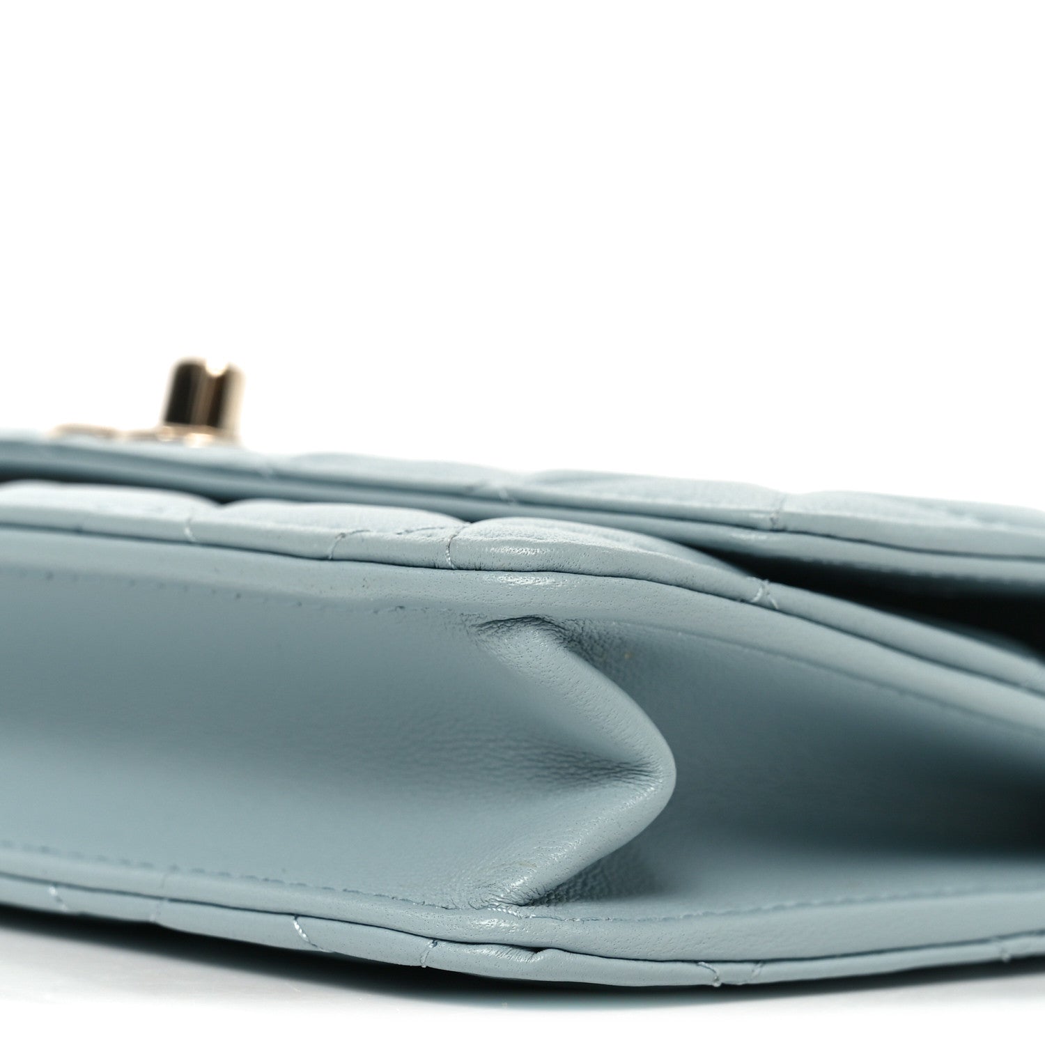 Lambskin Quilted Trendy CC Wallet On Chain WOC Light Blue