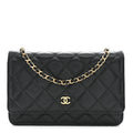 Caviar Quilted Wallet on Chain WOC Black