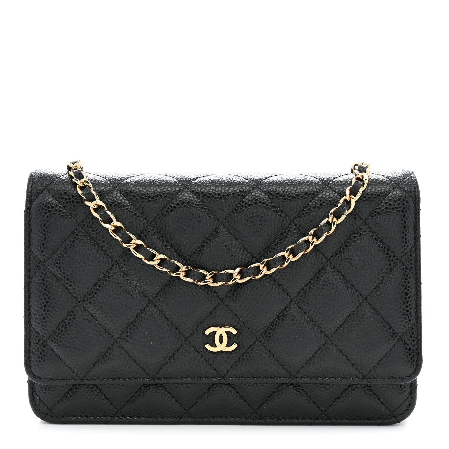 Caviar Quilted Wallet on Chain WOC Black