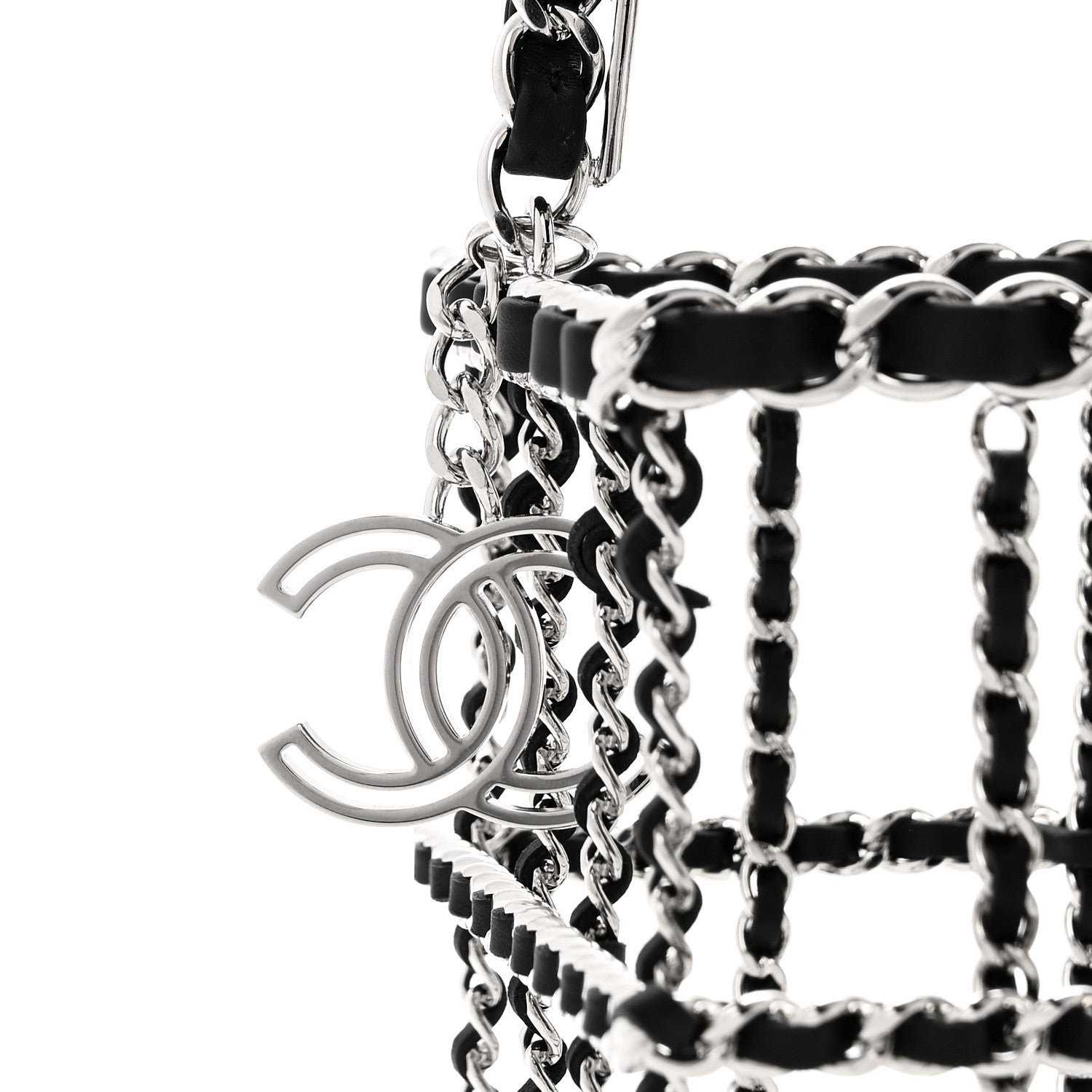 Brass Calfskin Grocery By Chanel Minaudiere Shopping Basket Silver