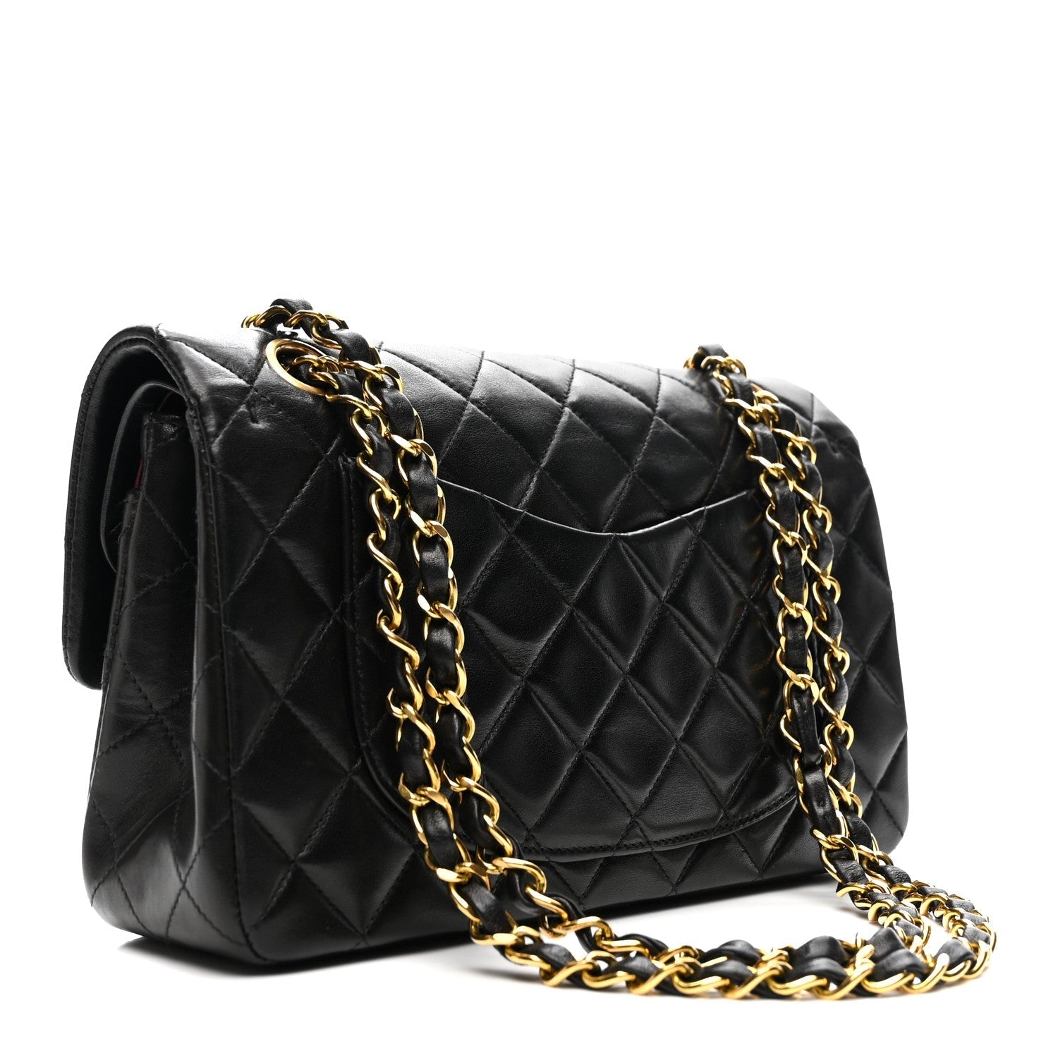 Lambskin Quilted Small Double Flap Black