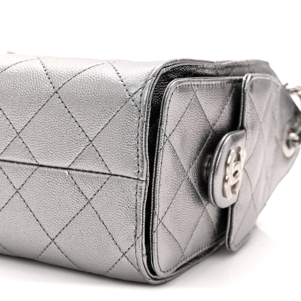 Metallic Caviar Quilted Mini Chanel 25 Handbag Anthracite