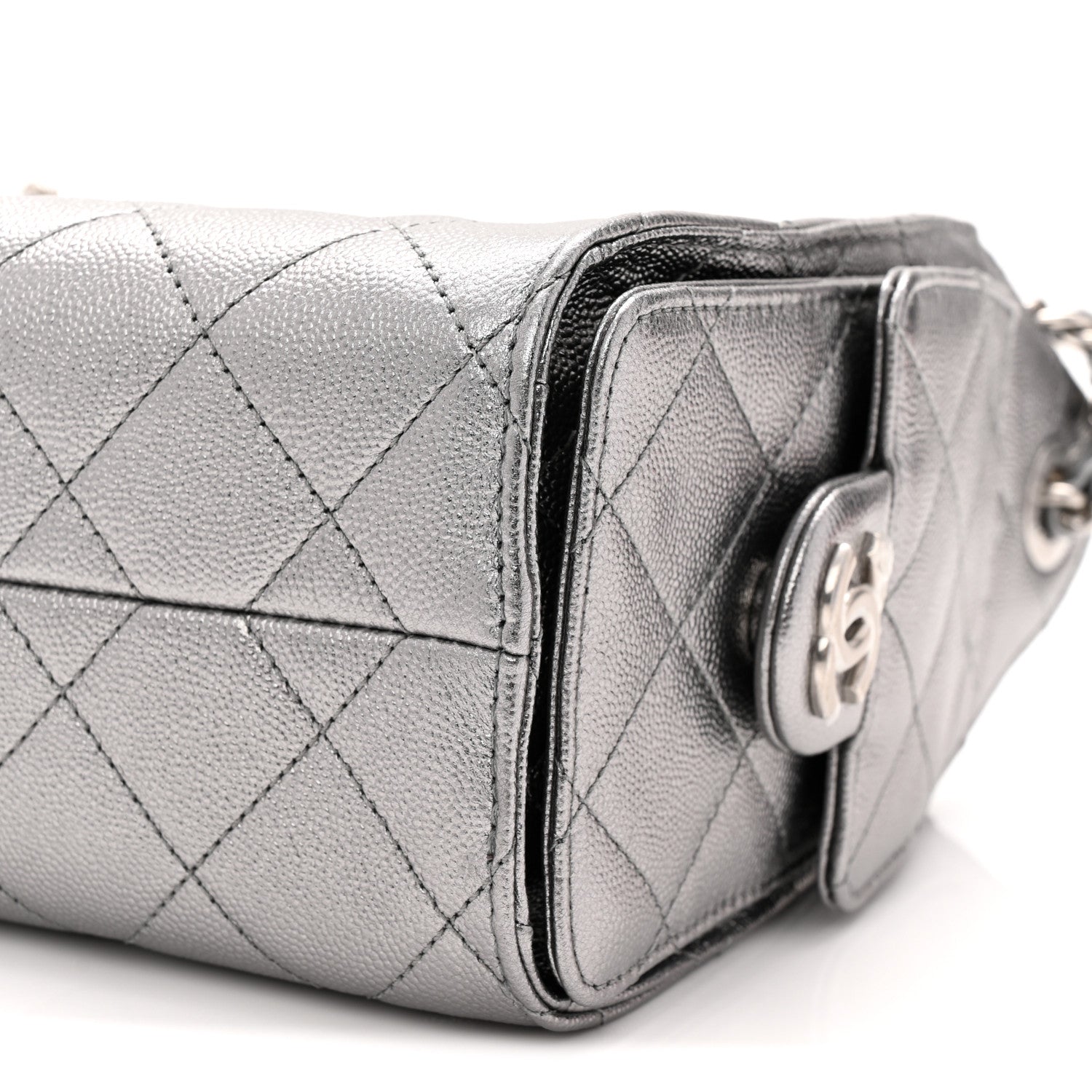 Metallic Caviar Quilted Mini Chanel 25 Handbag Anthracite