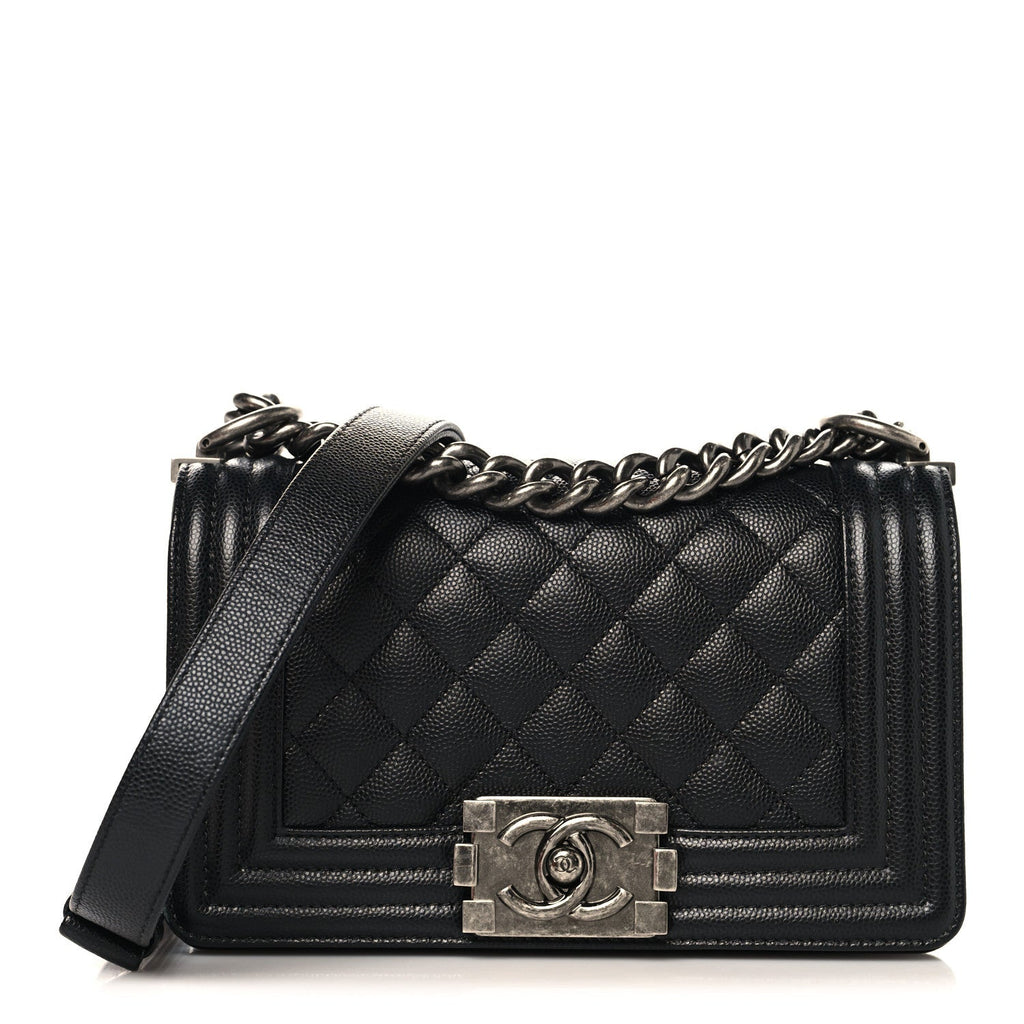Caviar Quilted Small Boy Flap Black