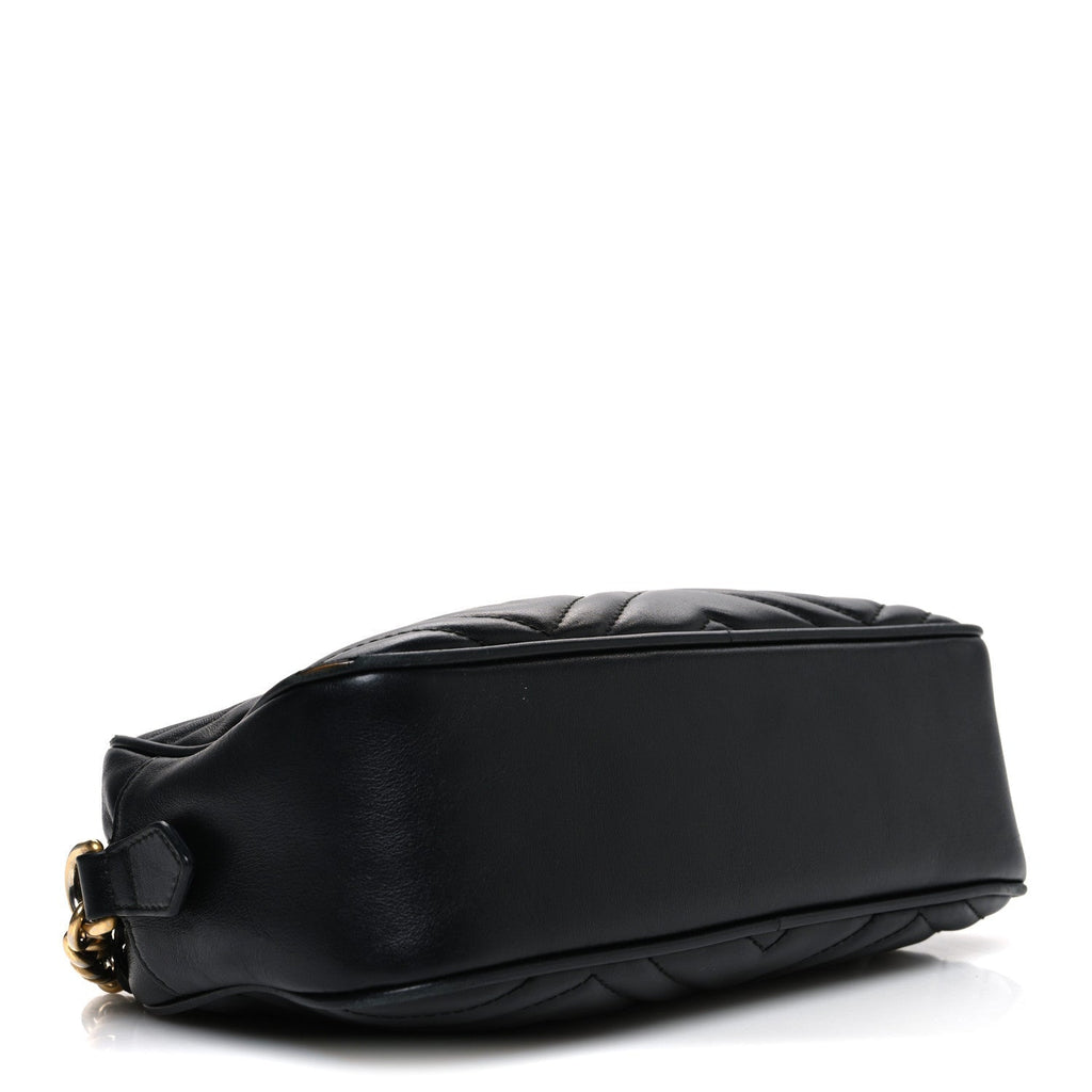 Calfskin Matelasse Small GG Marmont Chain Shoulder Bag Black