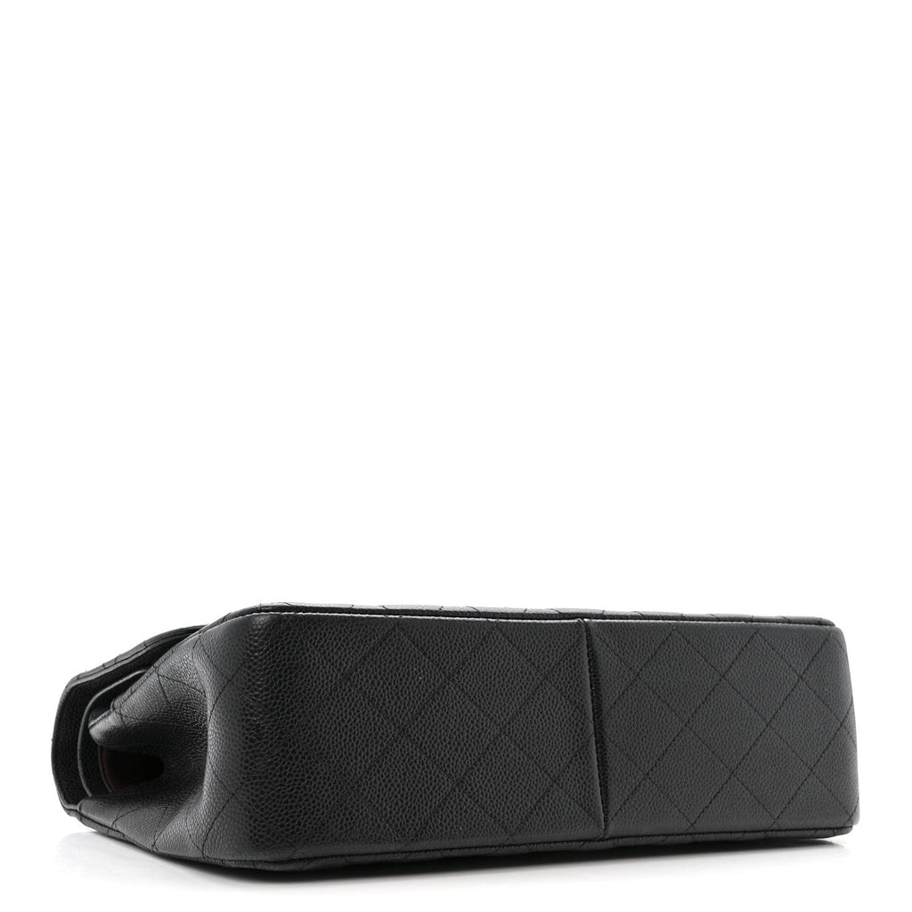 Caviar Quilted Jumbo Double Flap Black