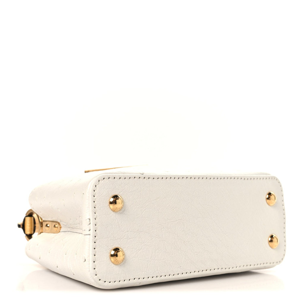 Iridescent Ostrich Capucines Mini White Gold