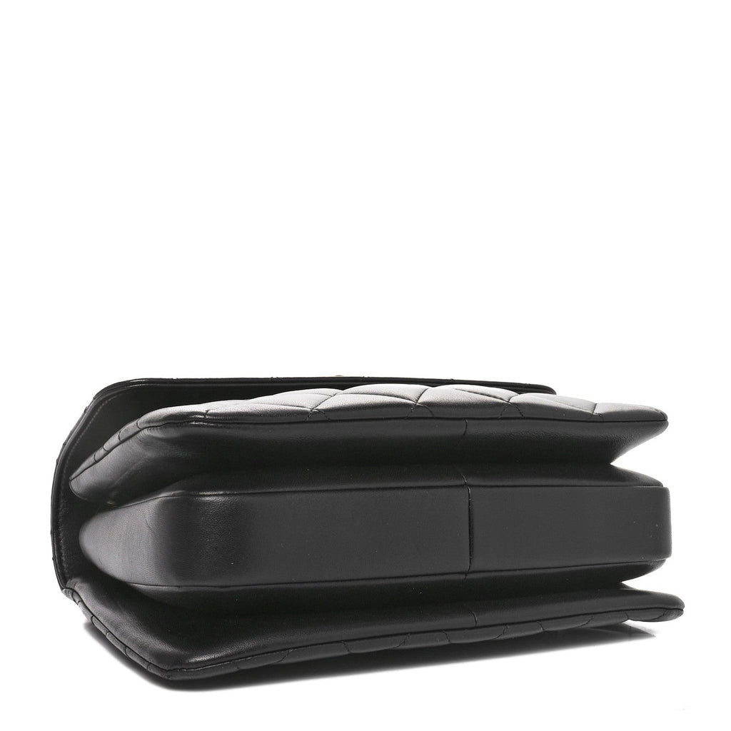 Lambskin Quilted Small Trendy CC Dual Handle Flap Bag Black