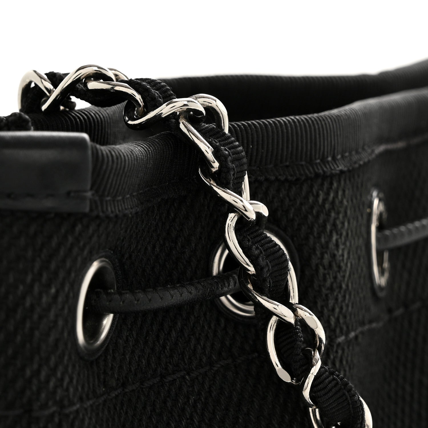 Canvas Deauville Drawstring Bucket Bag Black