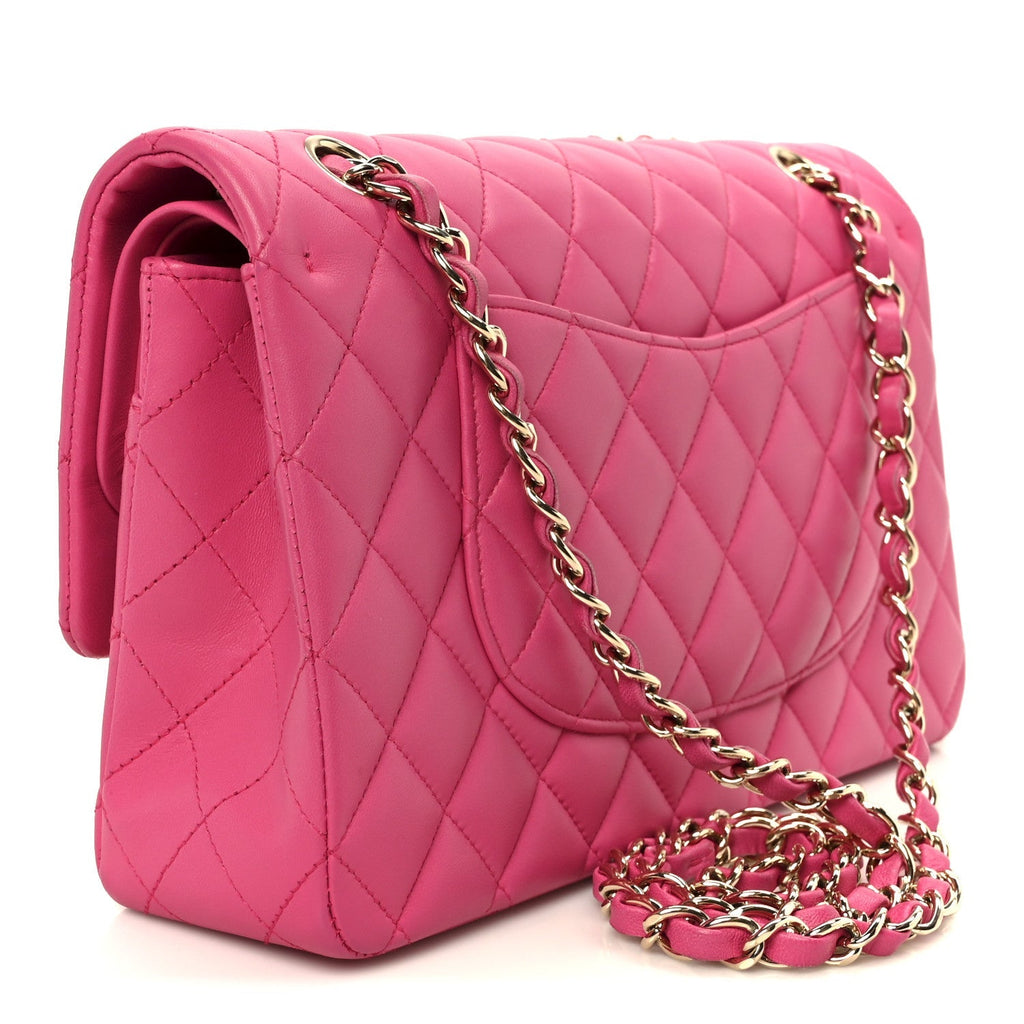 Lambskin Quilted Medium Double Flap Pink