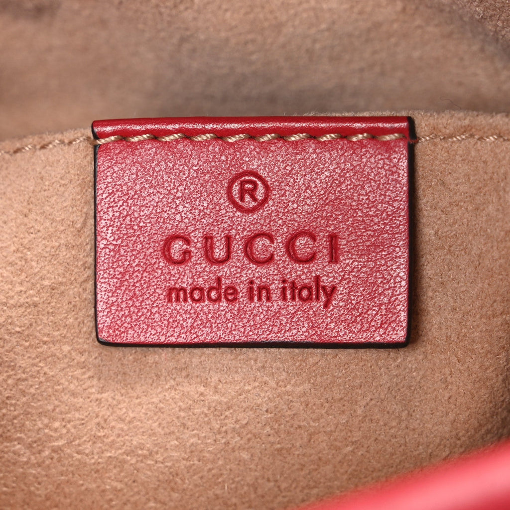 Calfskin Matelasse Mini GG Marmont Chain Shoulder Bag Hibiscus Red