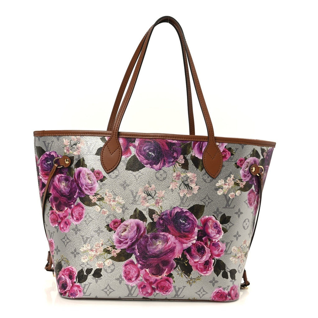 Metallic Monogram LV Garden Neverfull MM Silver