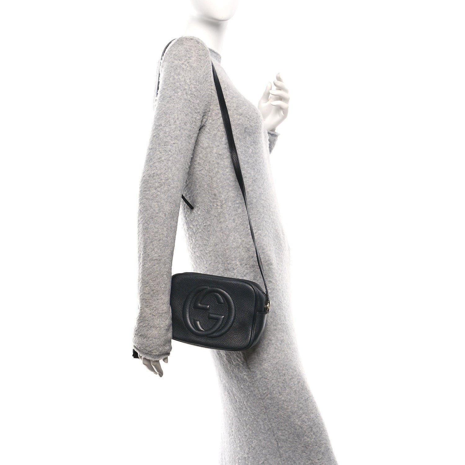 Pebbled Calfskin Small Soho Disco Bag Black