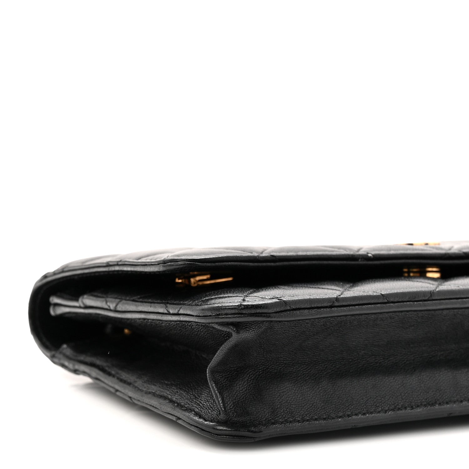 Lambskin Quilted Wallet On Chain WOC Black