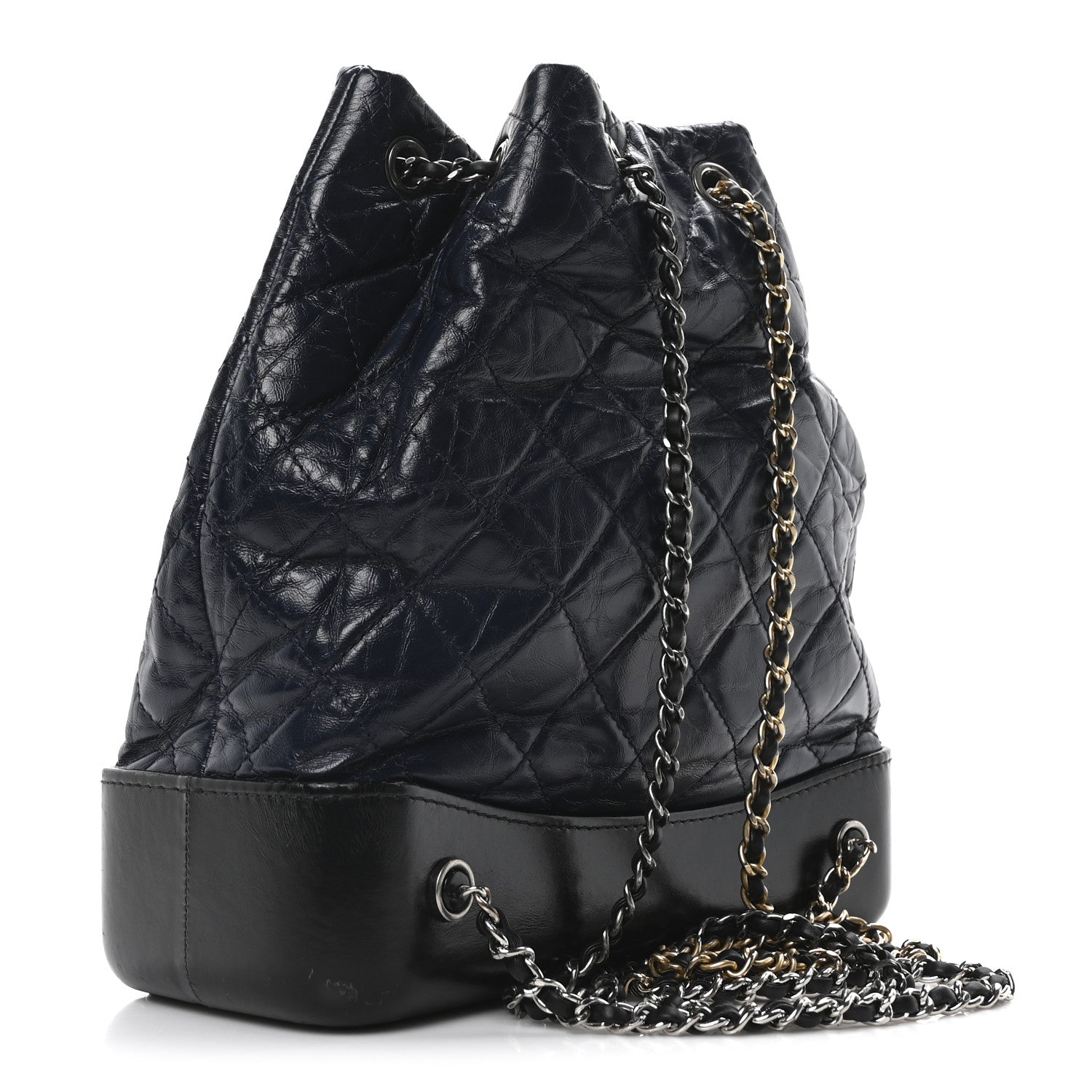 Aged Calfskin Quilted Small Gabrielle Backpack Blue Black