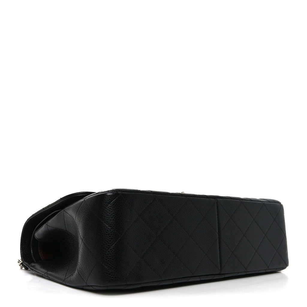 Caviar Quilted Jumbo Double Flap Black