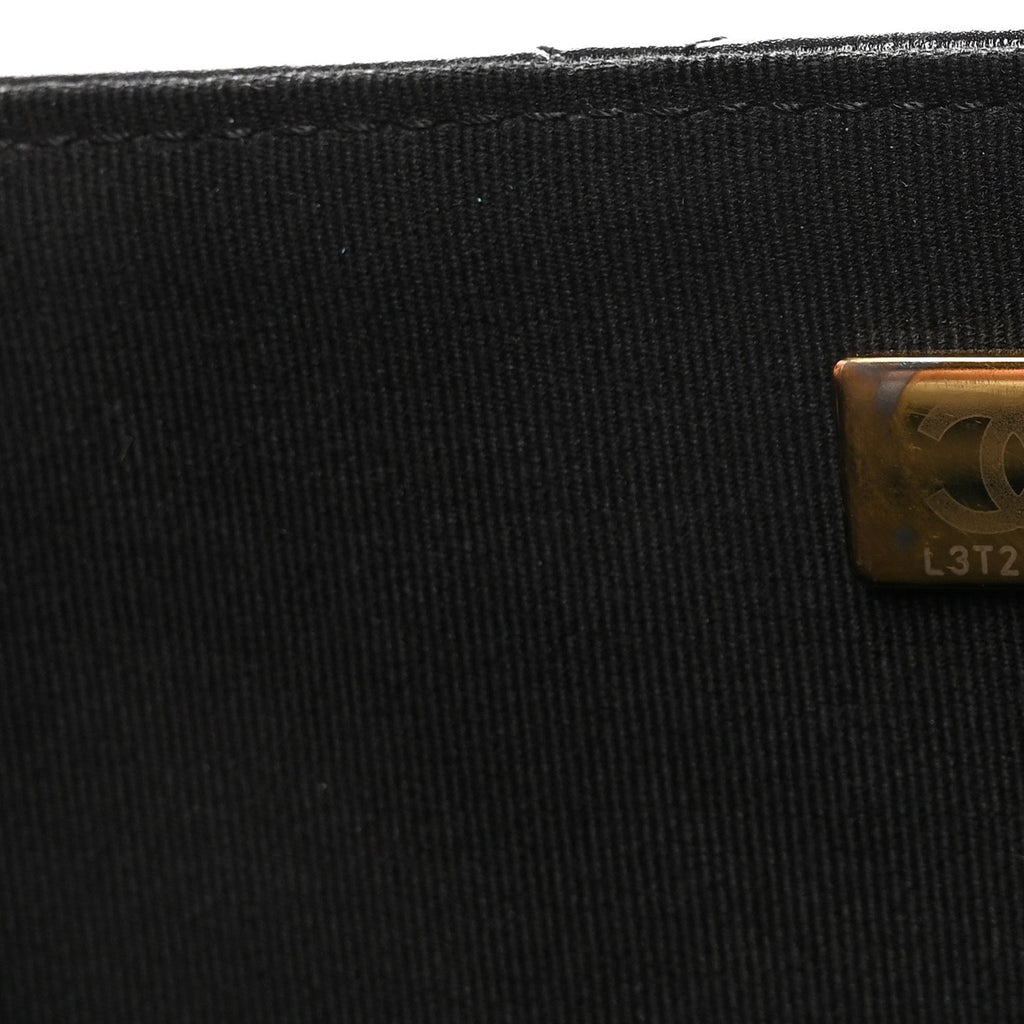 Grained Calfskin Quilted XXL Travel Flap Bag Black