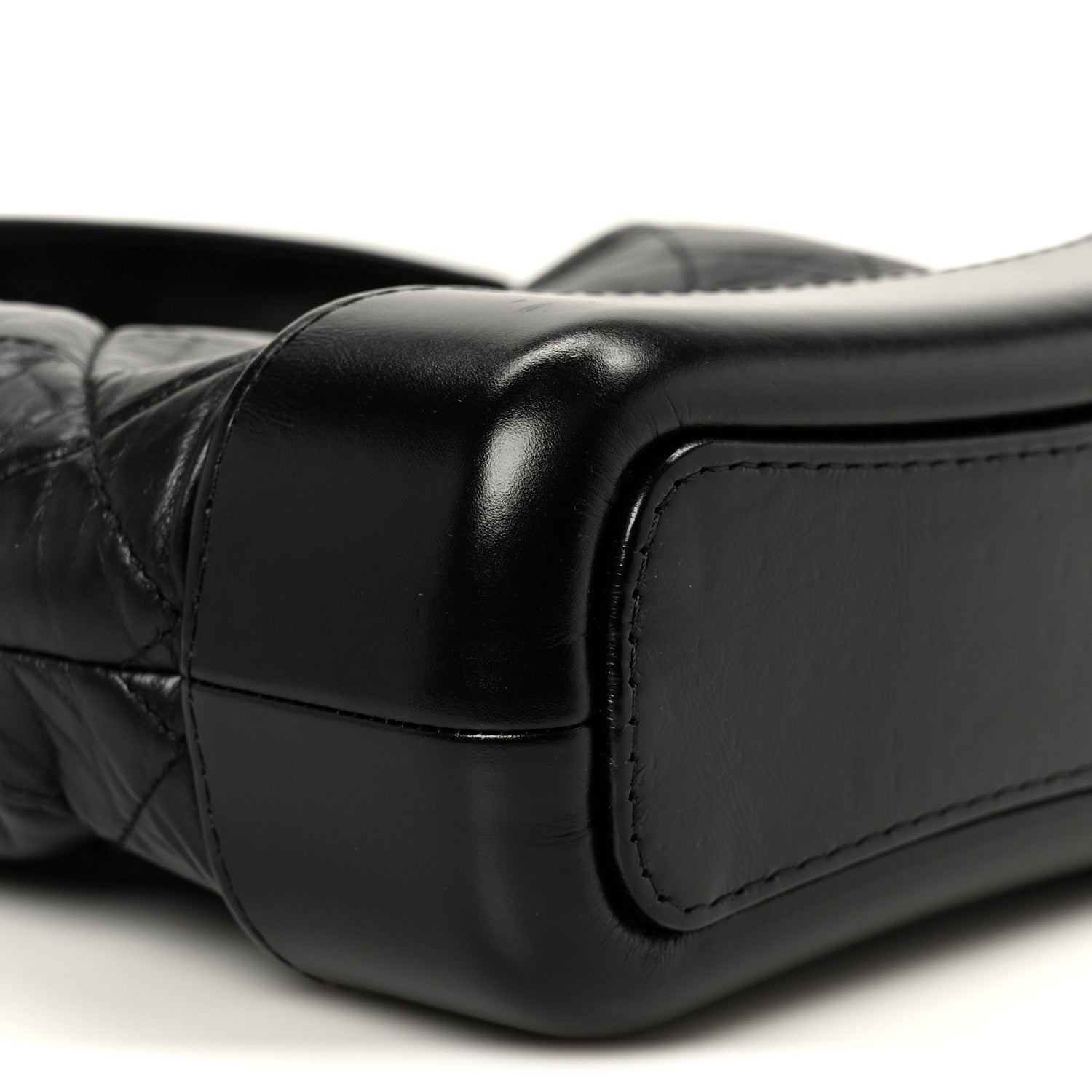 Aged Calfskin Quilted Small Gabrielle Logo Hobo Black