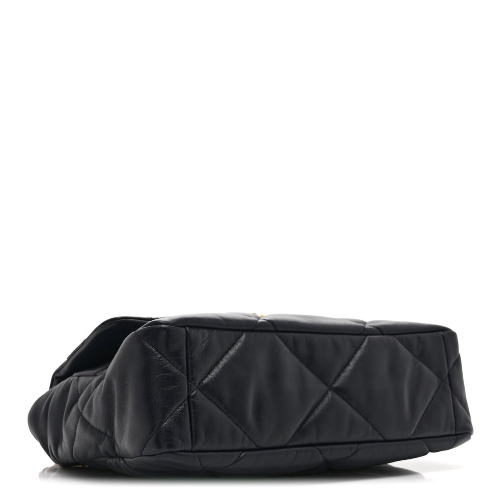 Lambskin Quilted Large Chanel 19 Flap Navy Blue