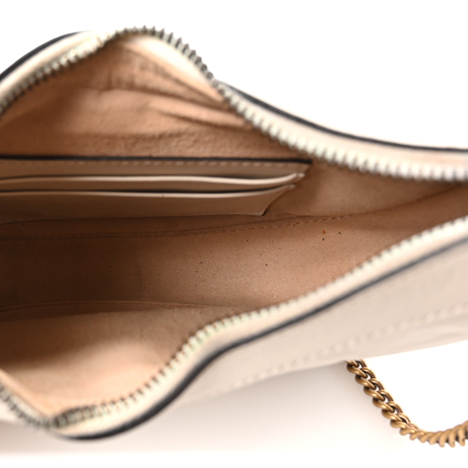 Calfskin Matelasse Chevron Mini GG Marmont Half Moon Hobo Mystic White