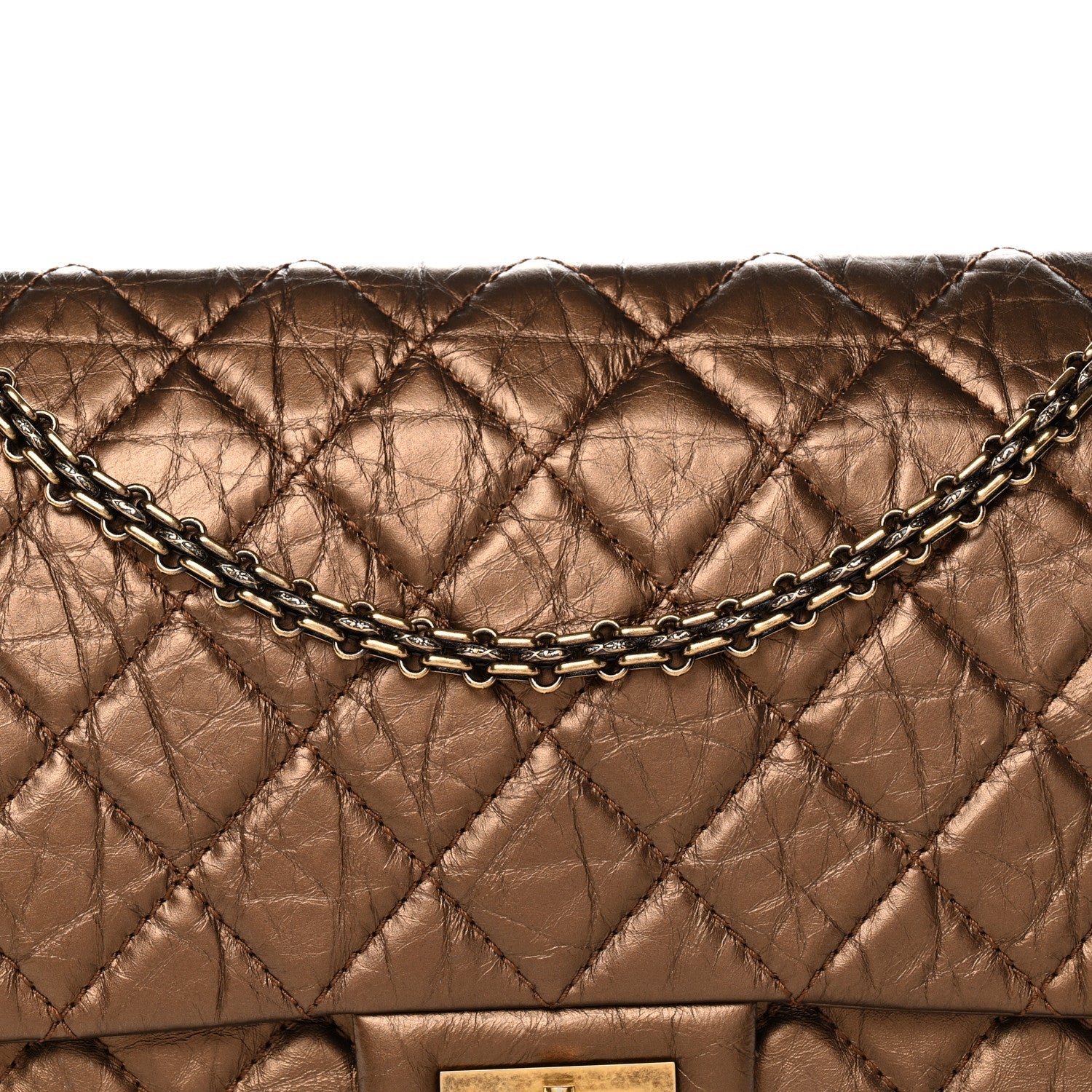 Metallic Aged Calfskin Quilted 2.55 Reissue 226 Flap Bronze