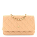 Caviar Quilted Wallet on Chain WOC Beige