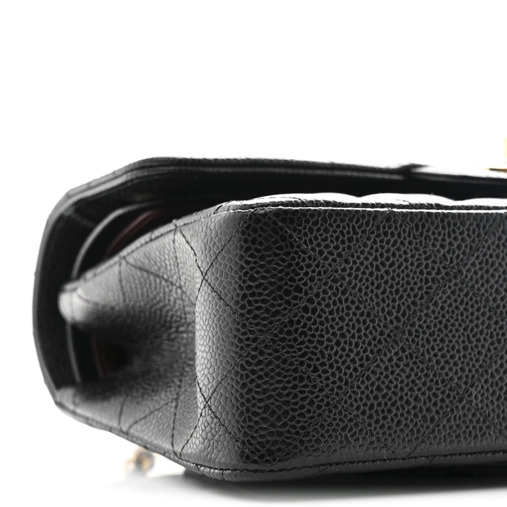 Caviar Quilted Small Double Flap Black