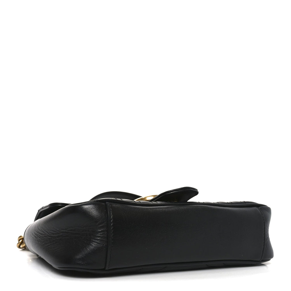 Calfskin Matelasse Mini GG Marmont Shoulder Bag Black