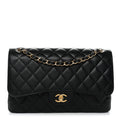 Caviar Quilted Jumbo Double Flap Black